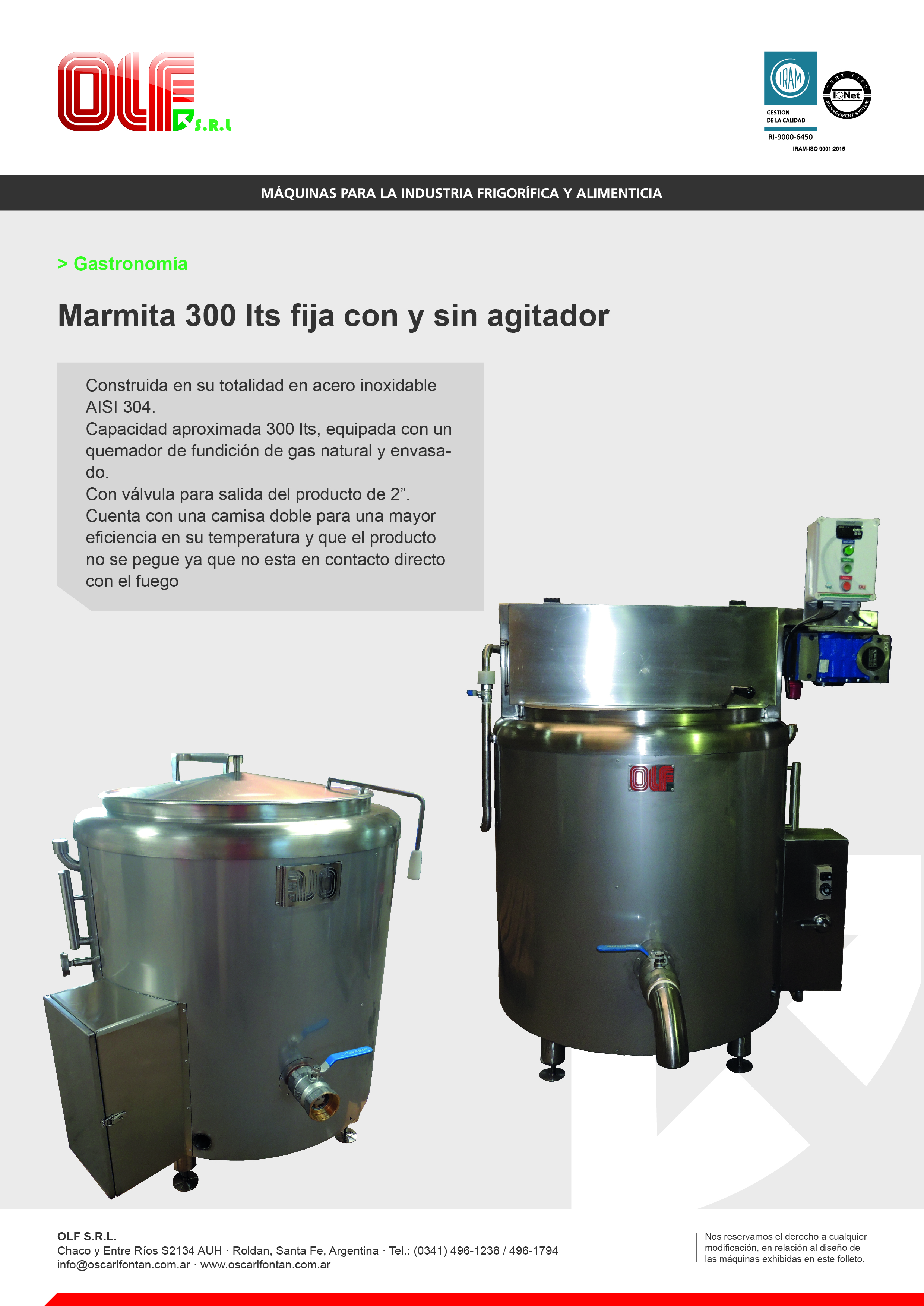 Marmita 300 lts A.R.